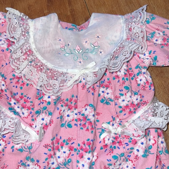 Vintage Floral Corduroy Cottagecore Baby Jumper - Picture 2 of 4